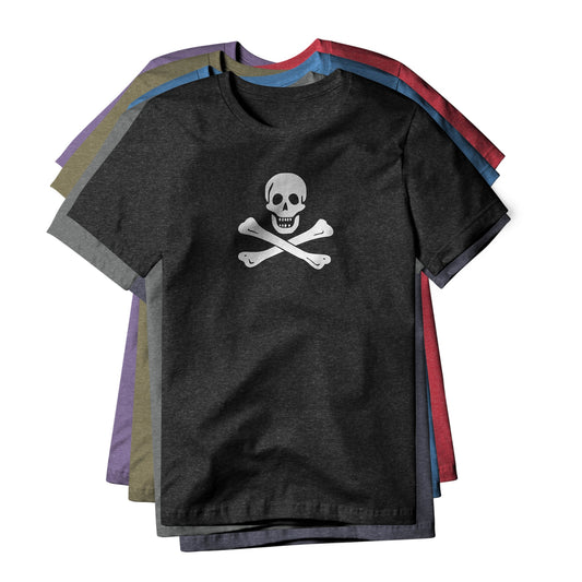 Jolly Roger Pirate Symbol (Bones), Cotton/Poly Blend Tee