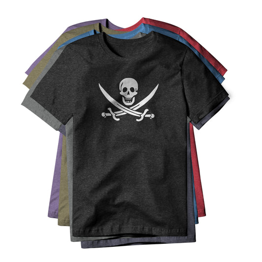 Jolly Roger Pirate Symbol (Swords), Cotton/Poly Blend Tee