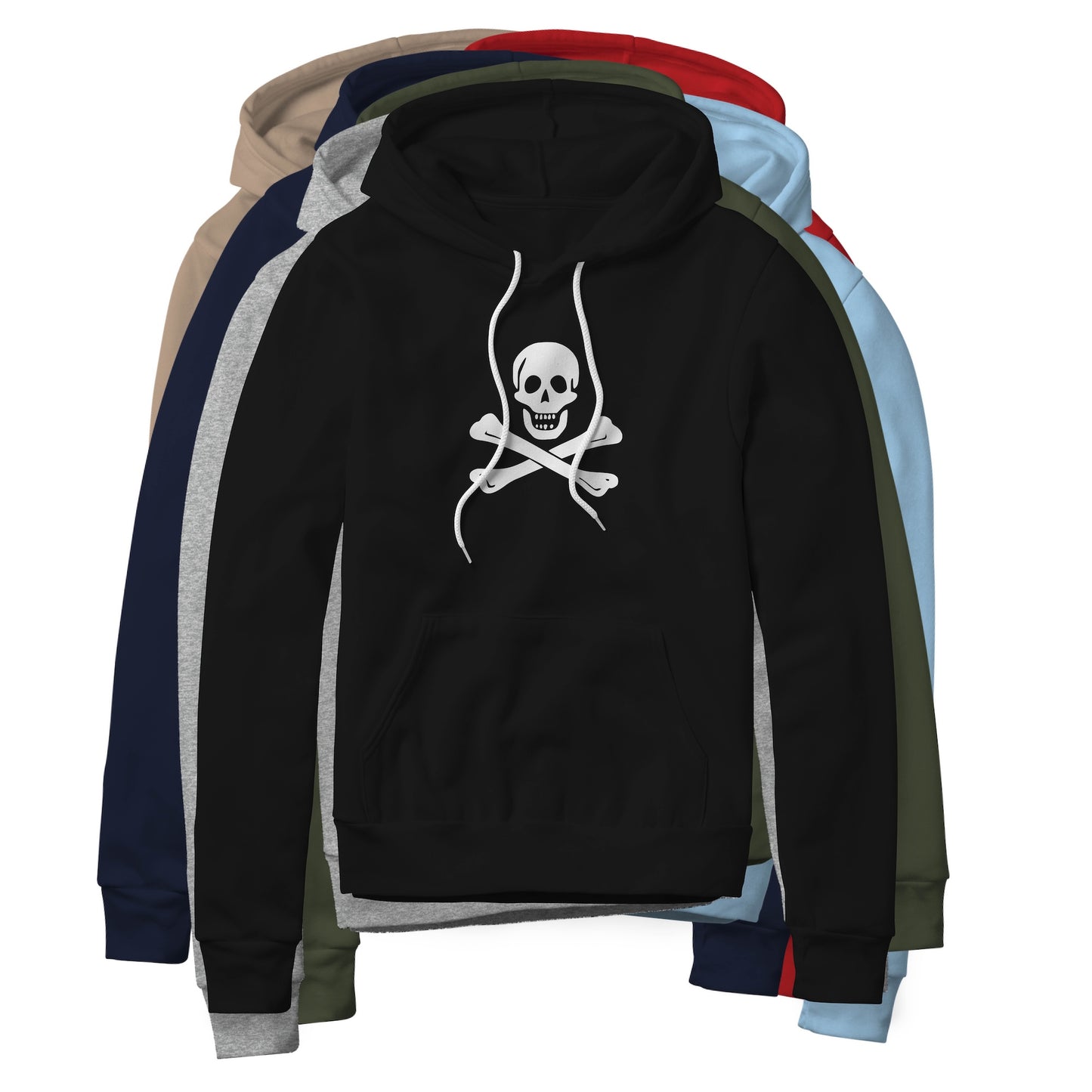 Jolly Roger Pirate Symbol (Bones), Fleece Hoodie